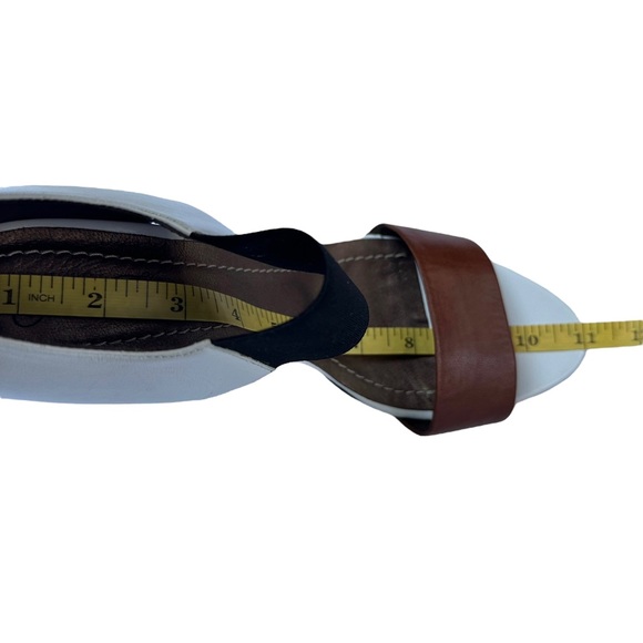 Heeled Sandal Claire Flowers Lizzy Leather White Black Brown Size 10 New Neutral - Picture 17 of 17